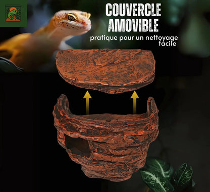 Cachette en Roche pour Terrarium – Abri Suspendu pour Réptiles 