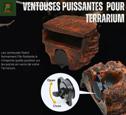 Cachette en Roche pour Terrarium – Abri Suspendu pour Réptiles 