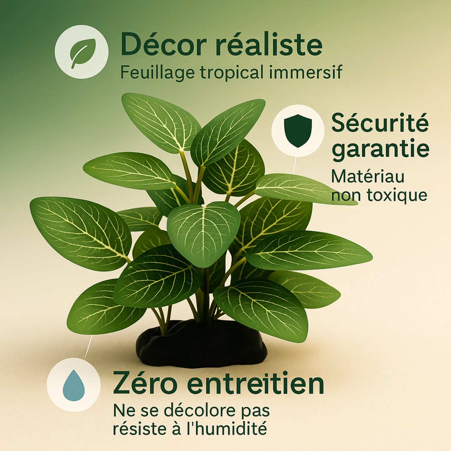 Décoration de Plante Terrarium – Feuillage Tropical Vert 