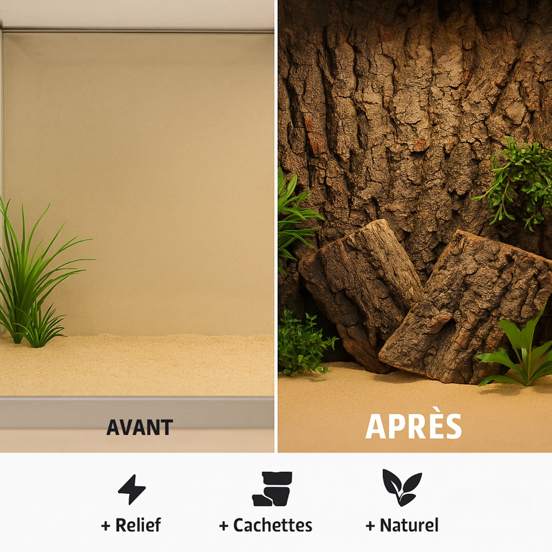 Écorce Naturelle en Bois pour Terrarium 