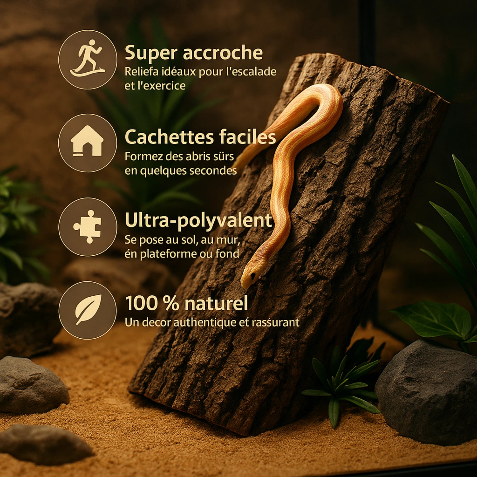 Écorce Naturelle en Bois pour Terrarium 