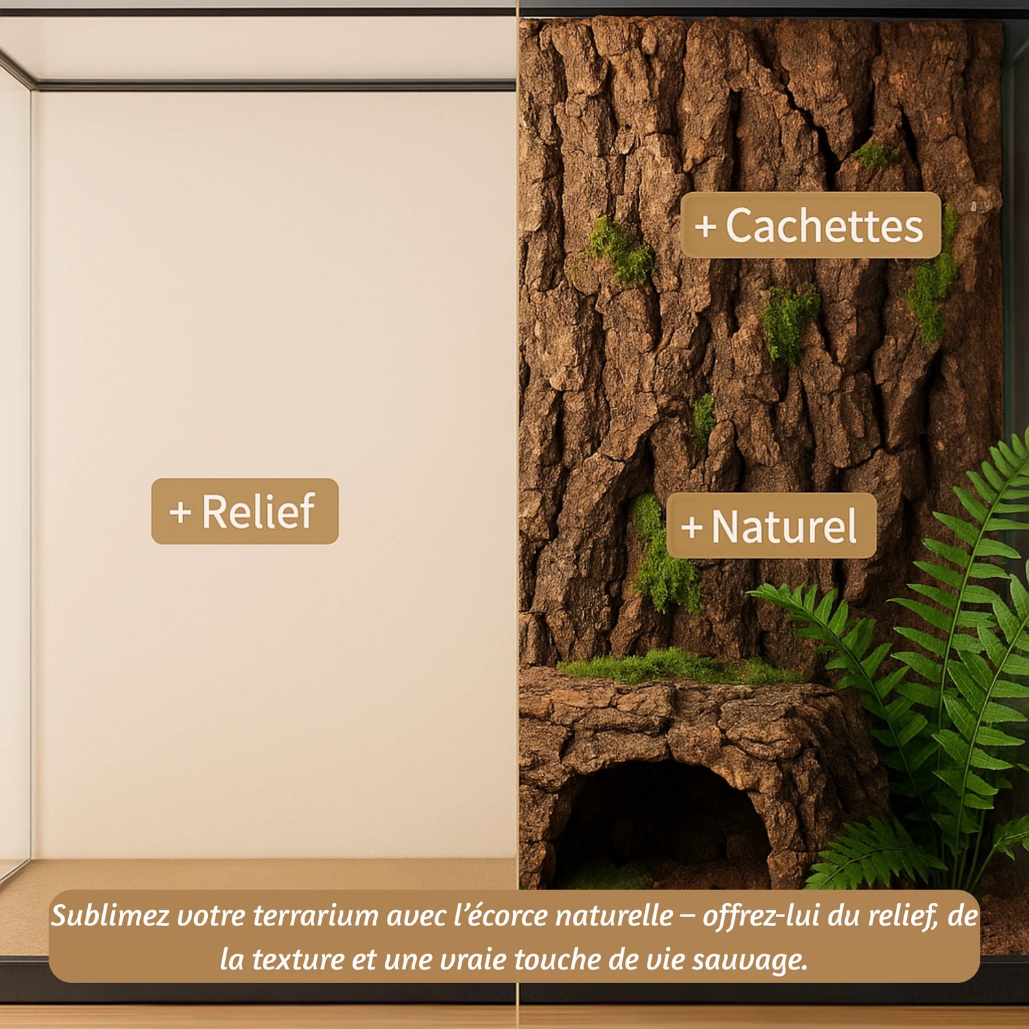 Écorce Naturelle en Bois pour Terrarium 