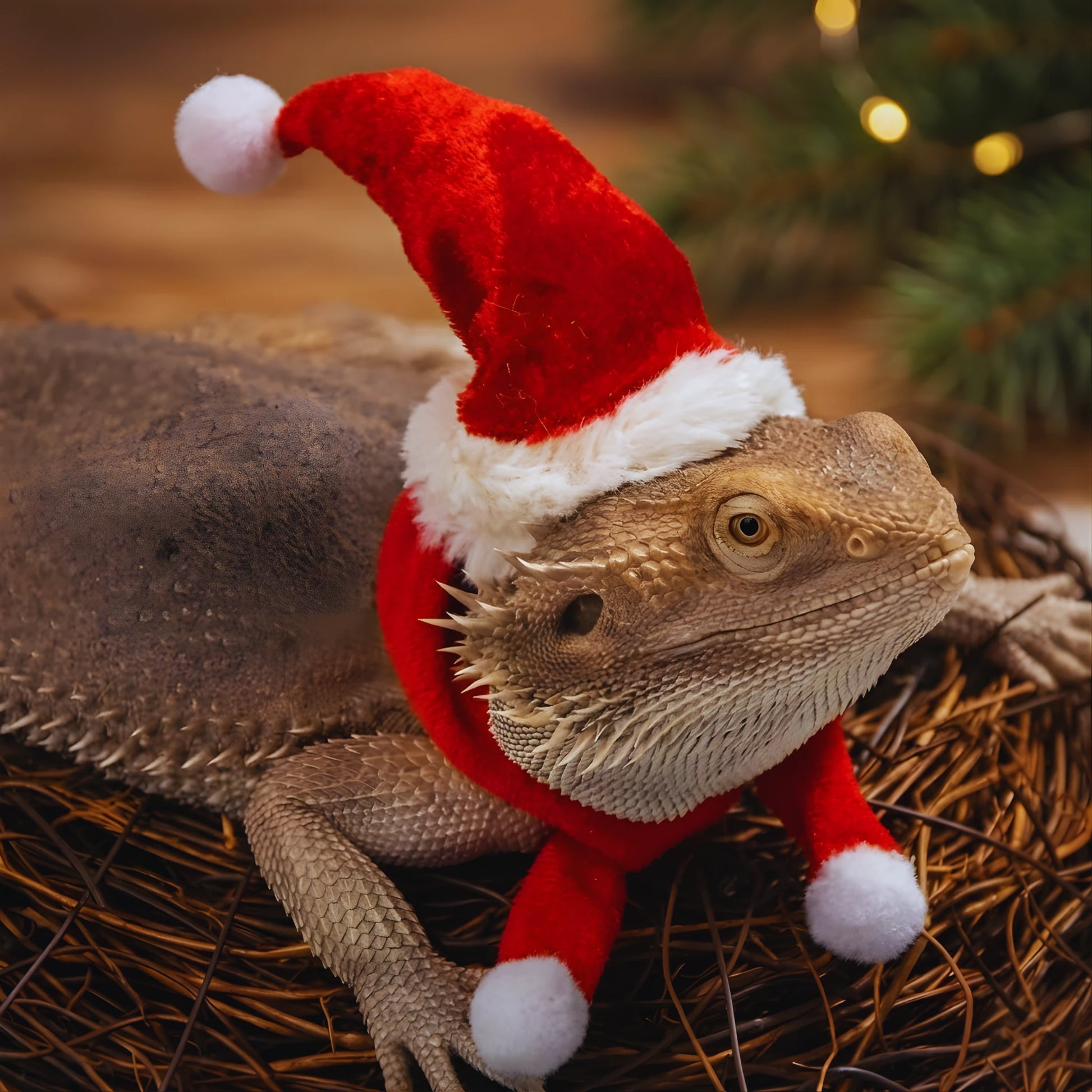 Ensemble chapeau et écharpe de Noël pour reptiles 