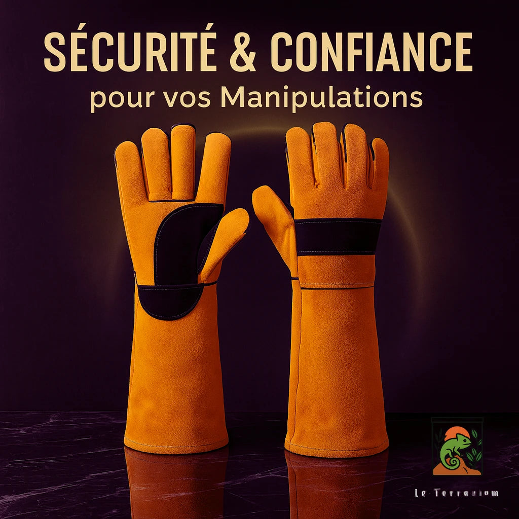 Gants Anti-Morsure en Cuir Véritable pour Terrarium 