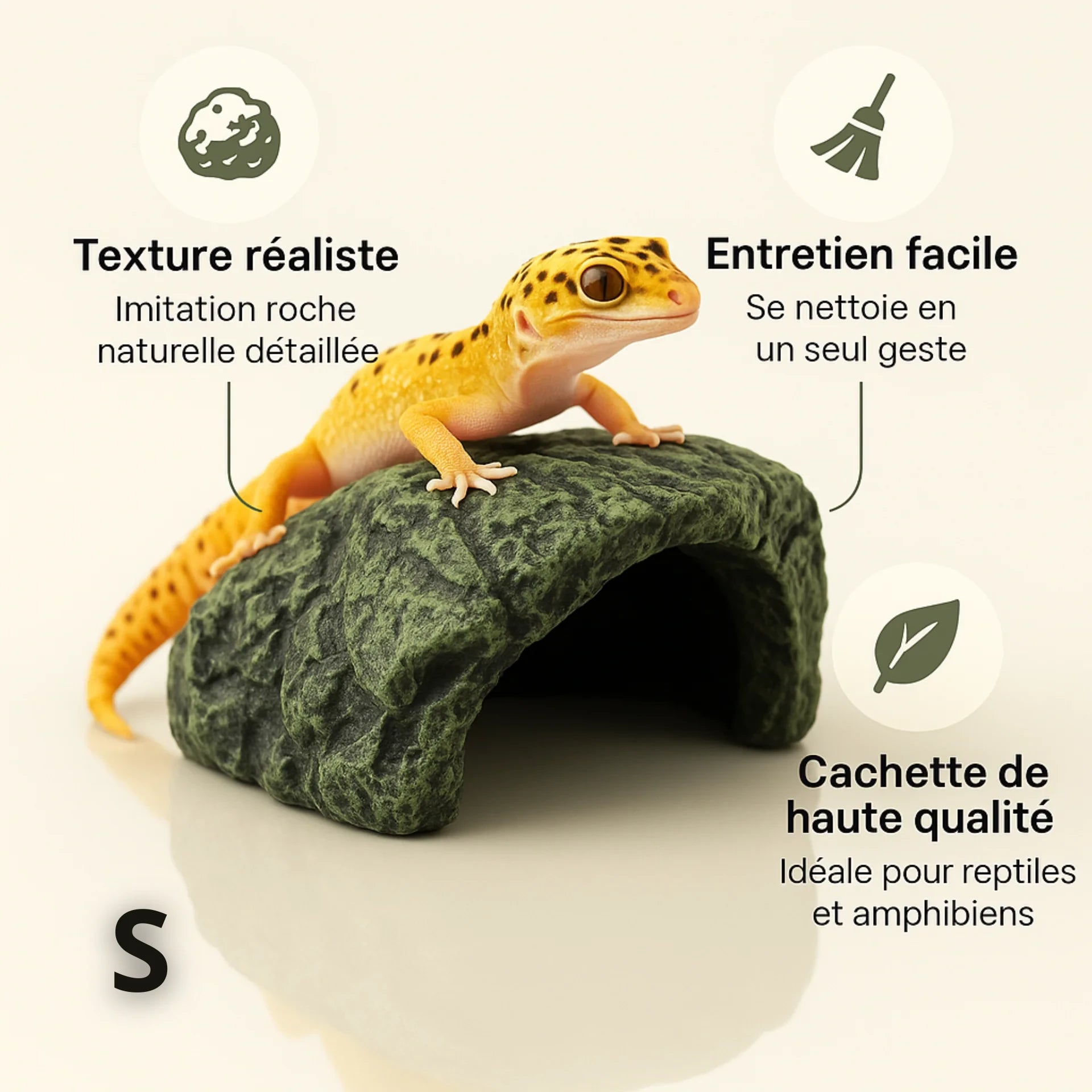 Grotte en Résine pour Terrarium – Cachette Roche Naturelle 