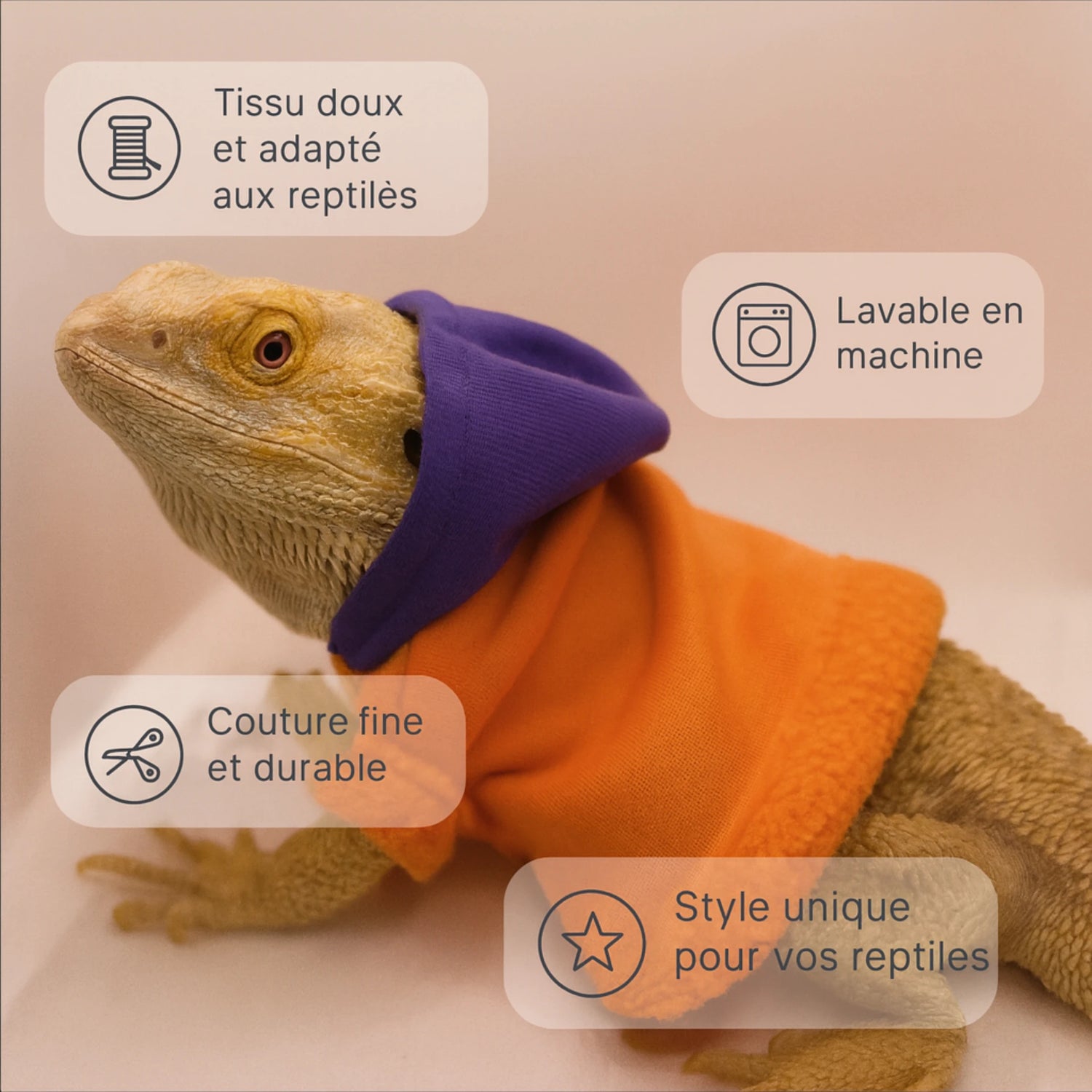Hoodie pour Lézard Terrarium en Flanelle 