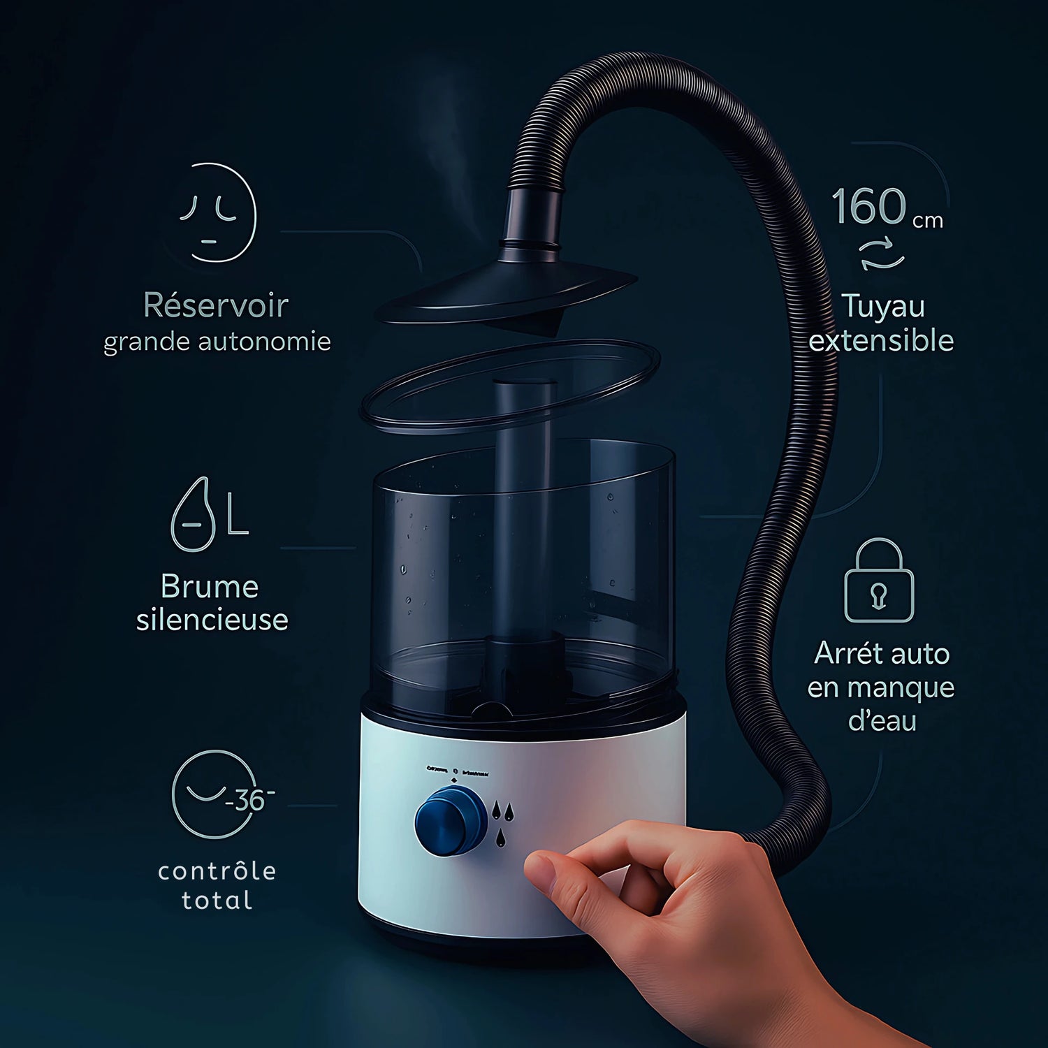 Humidificateur Ultrasonique pour Terrarium – 4L Silencieux & Réglable 