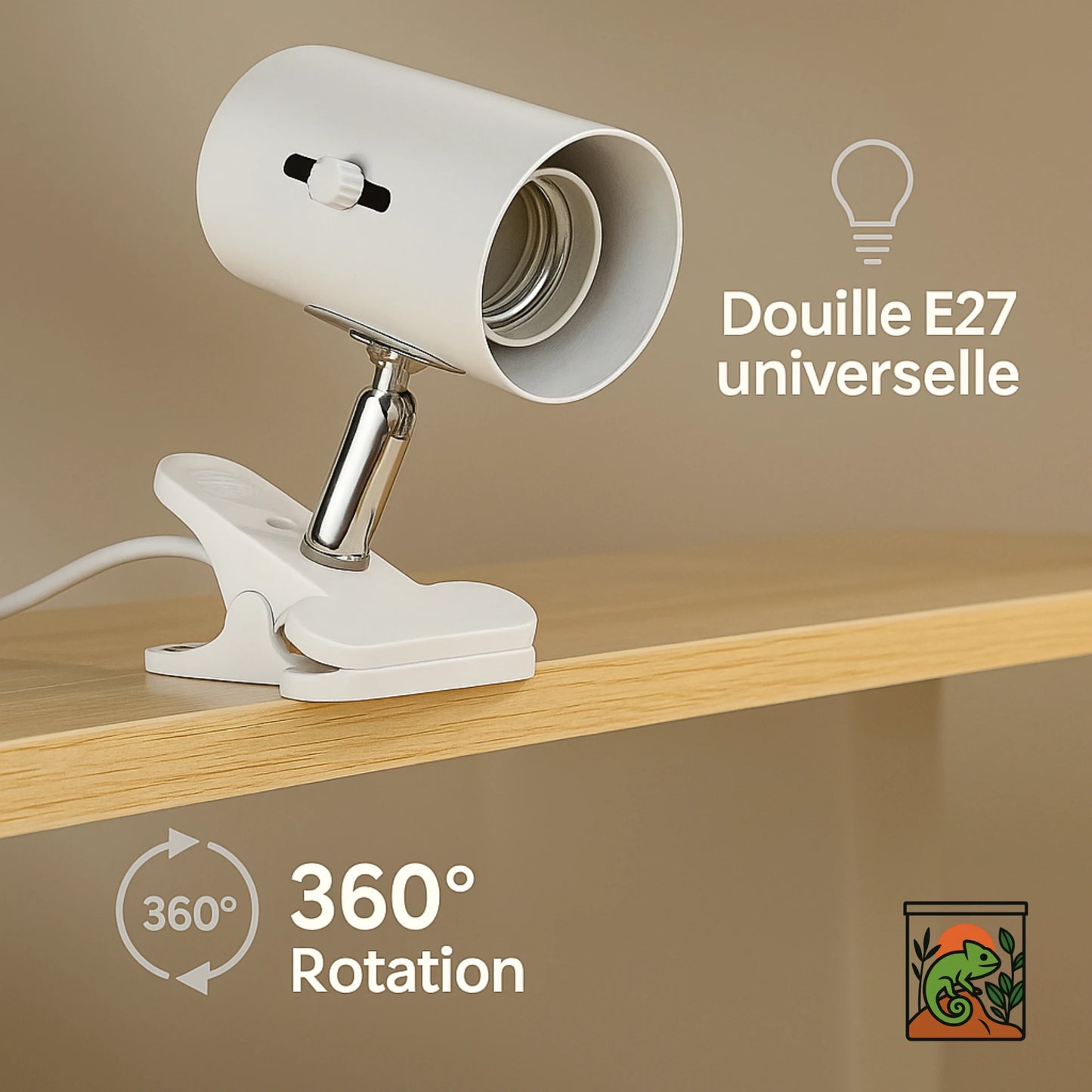 Lampe Chauffante 360° pour Terrarium – Avec Support 