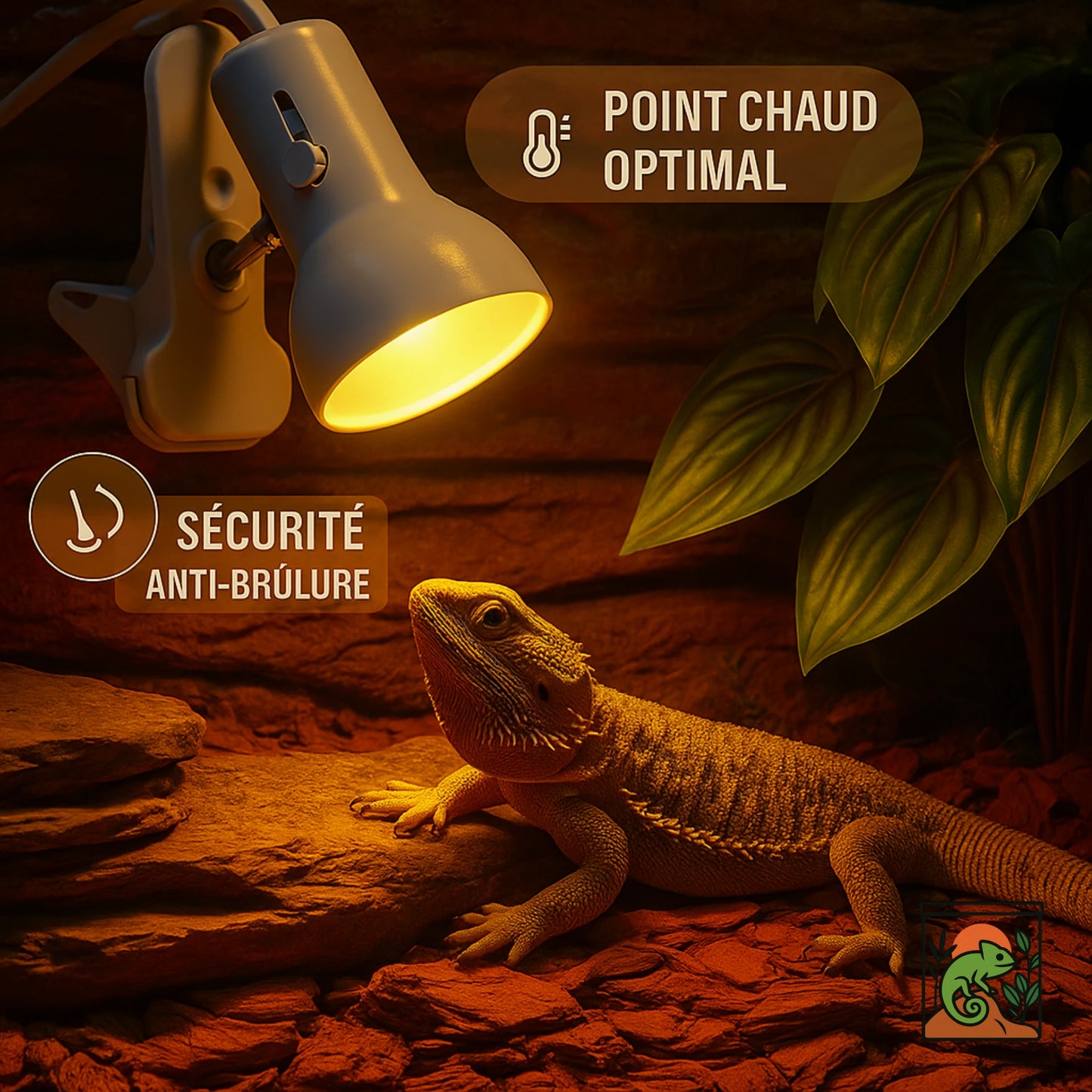 Lampe Chauffante 360° pour Terrarium – Avec Support 