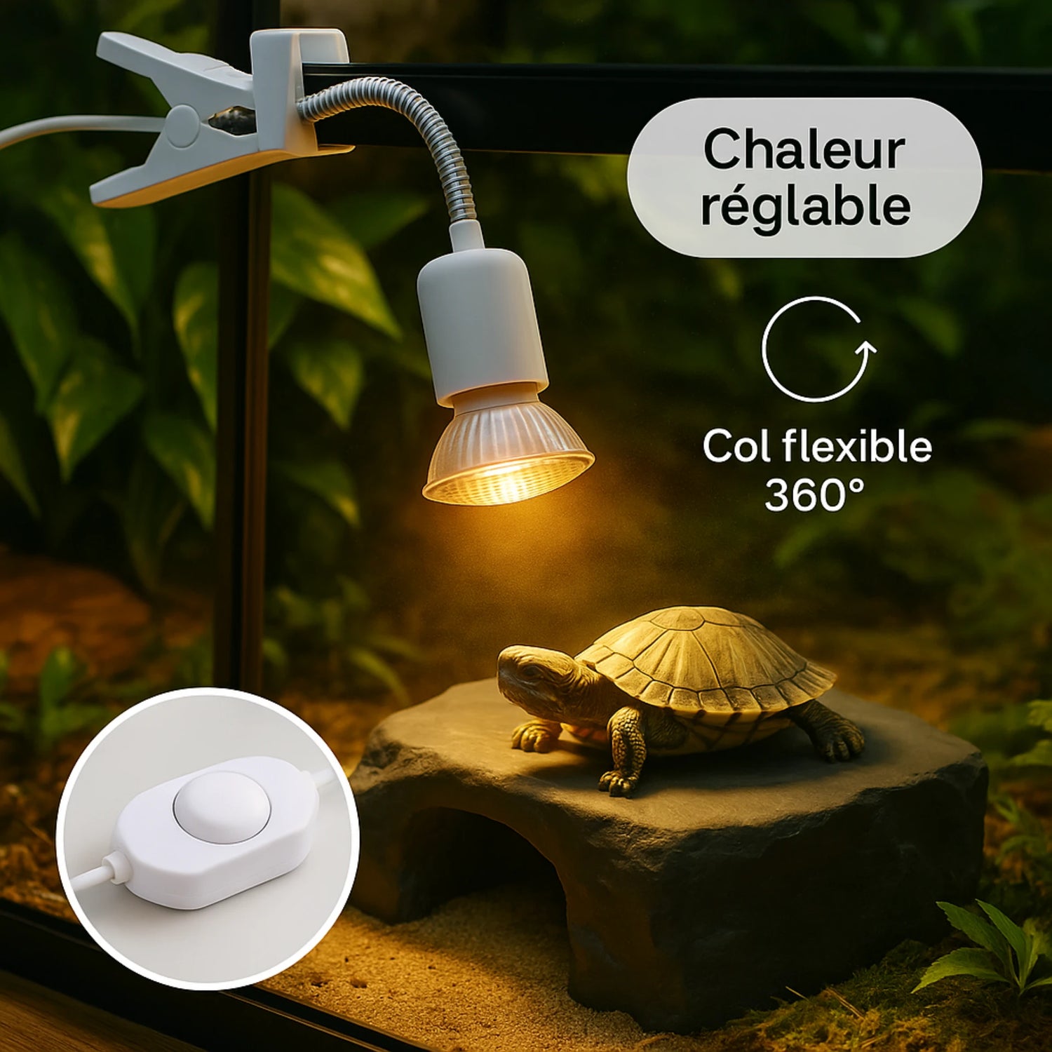 Lampe Chauffante Réglable pour Terrarium 