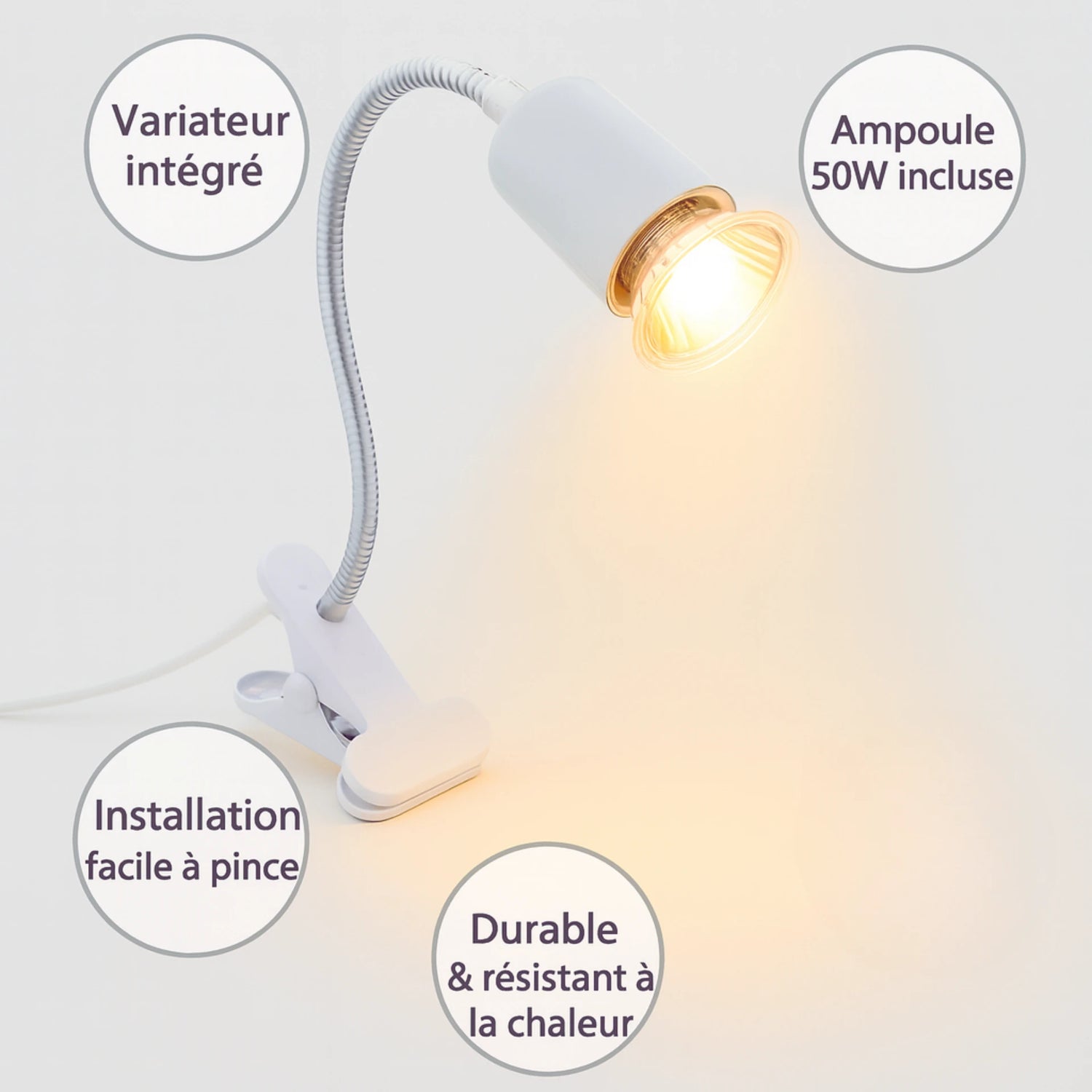 Lampe Chauffante Réglable pour Terrarium 