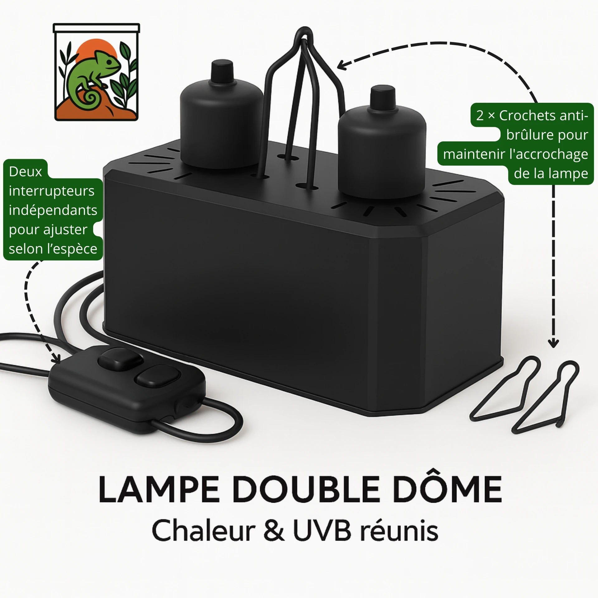 Lampe Double Dôme a Terrarium pour Reptiles 