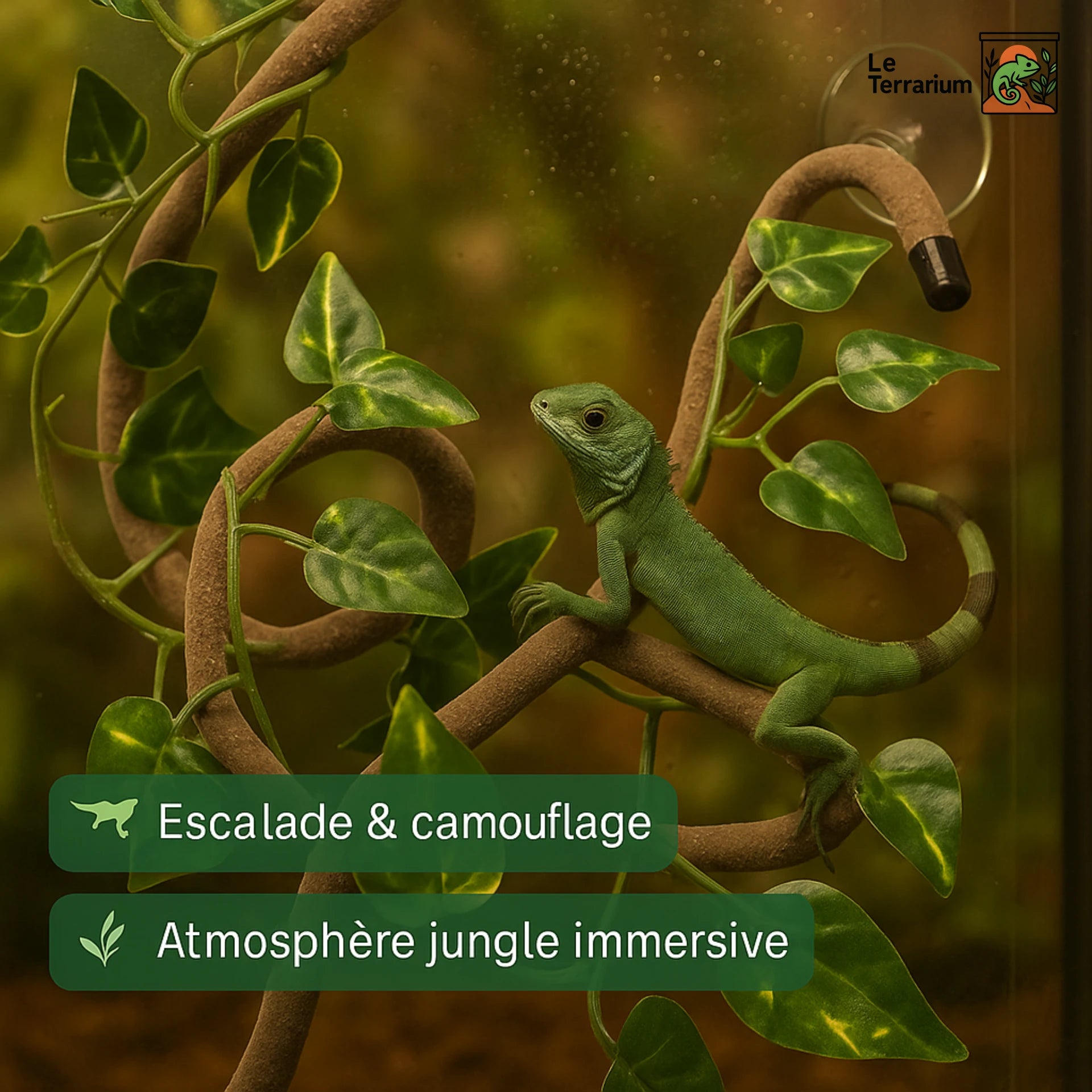 Liane pour Terrarium avec Ventouses – Décor Jungle Reptiles Grimpeurs 