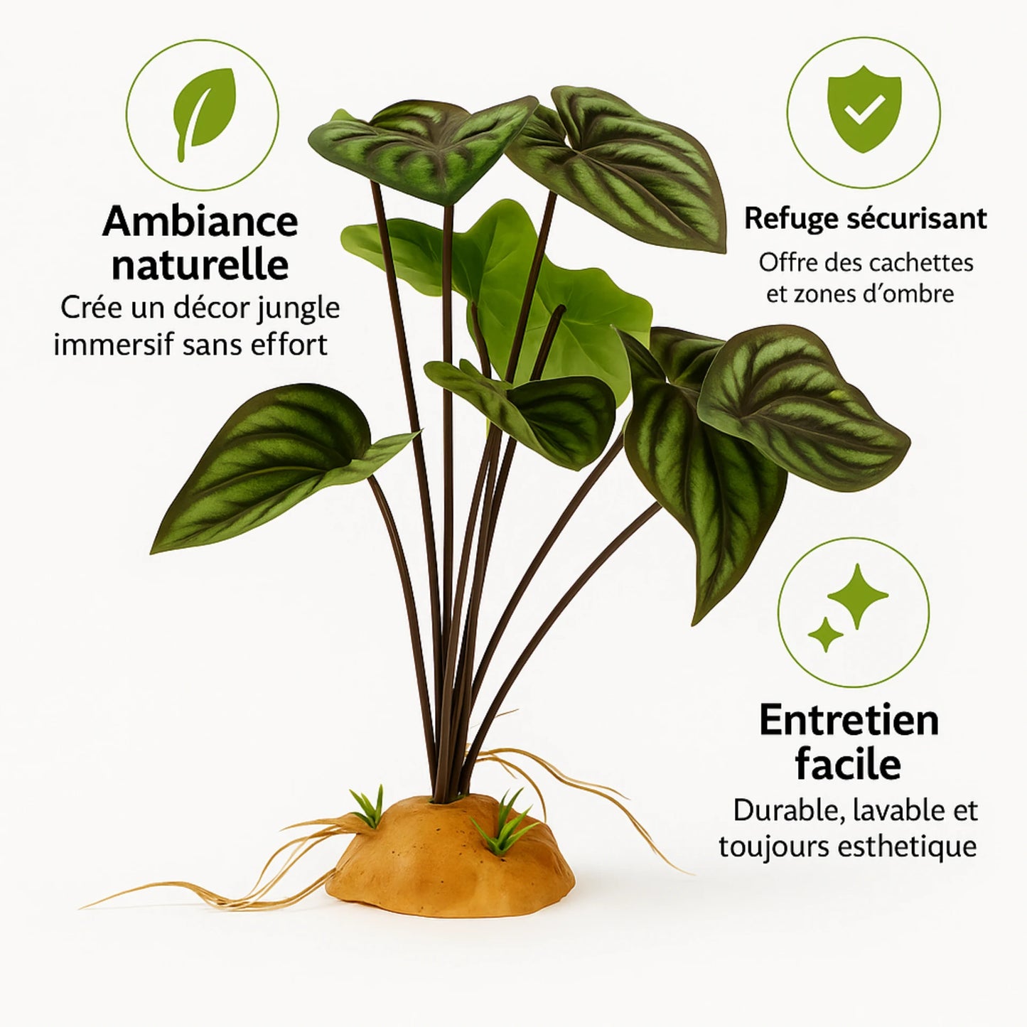 Plante Tropicale pour Terrarium – Feuillage Artificiel Réaliste 