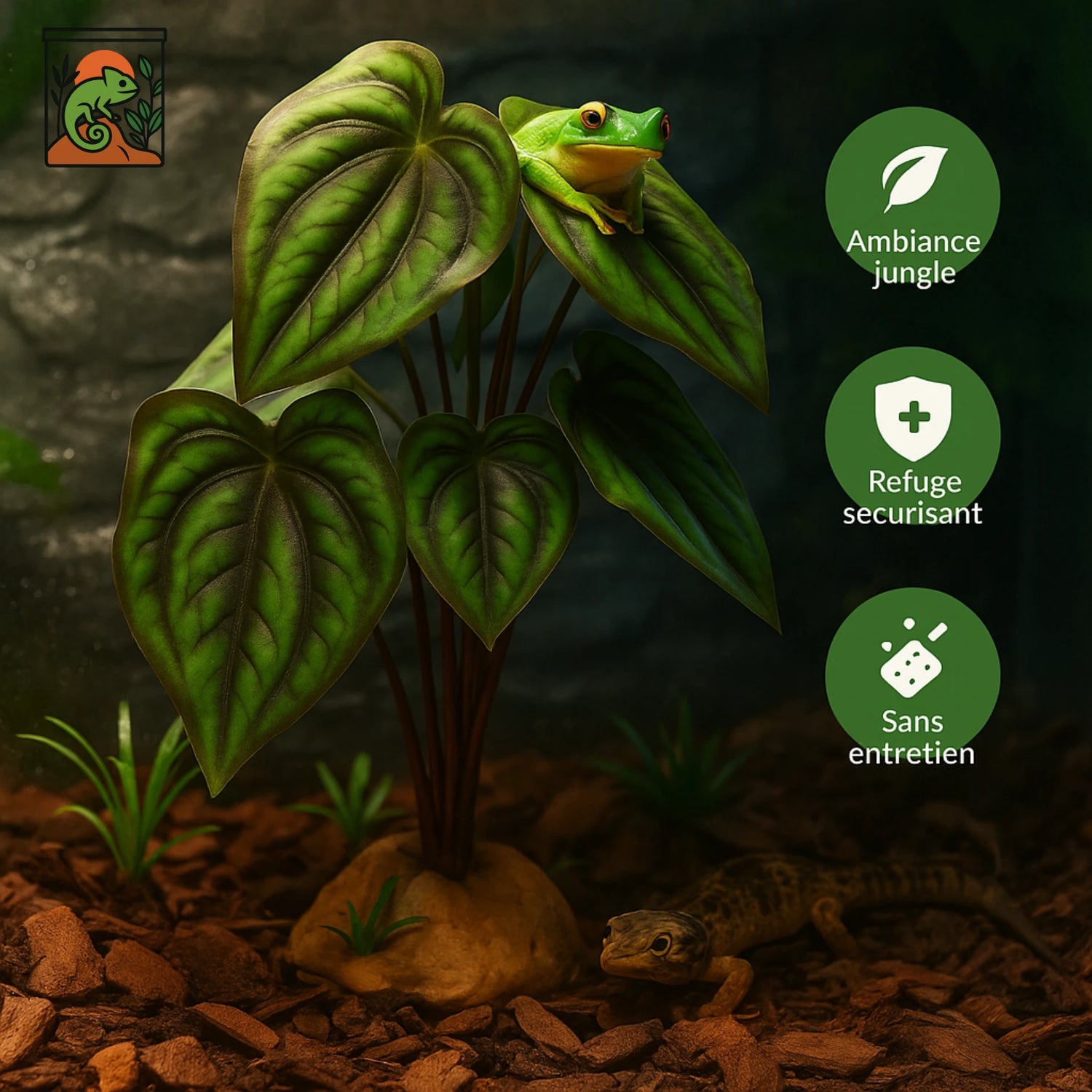 Plante Tropicale pour Terrarium – Feuillage Artificiel Réaliste 
