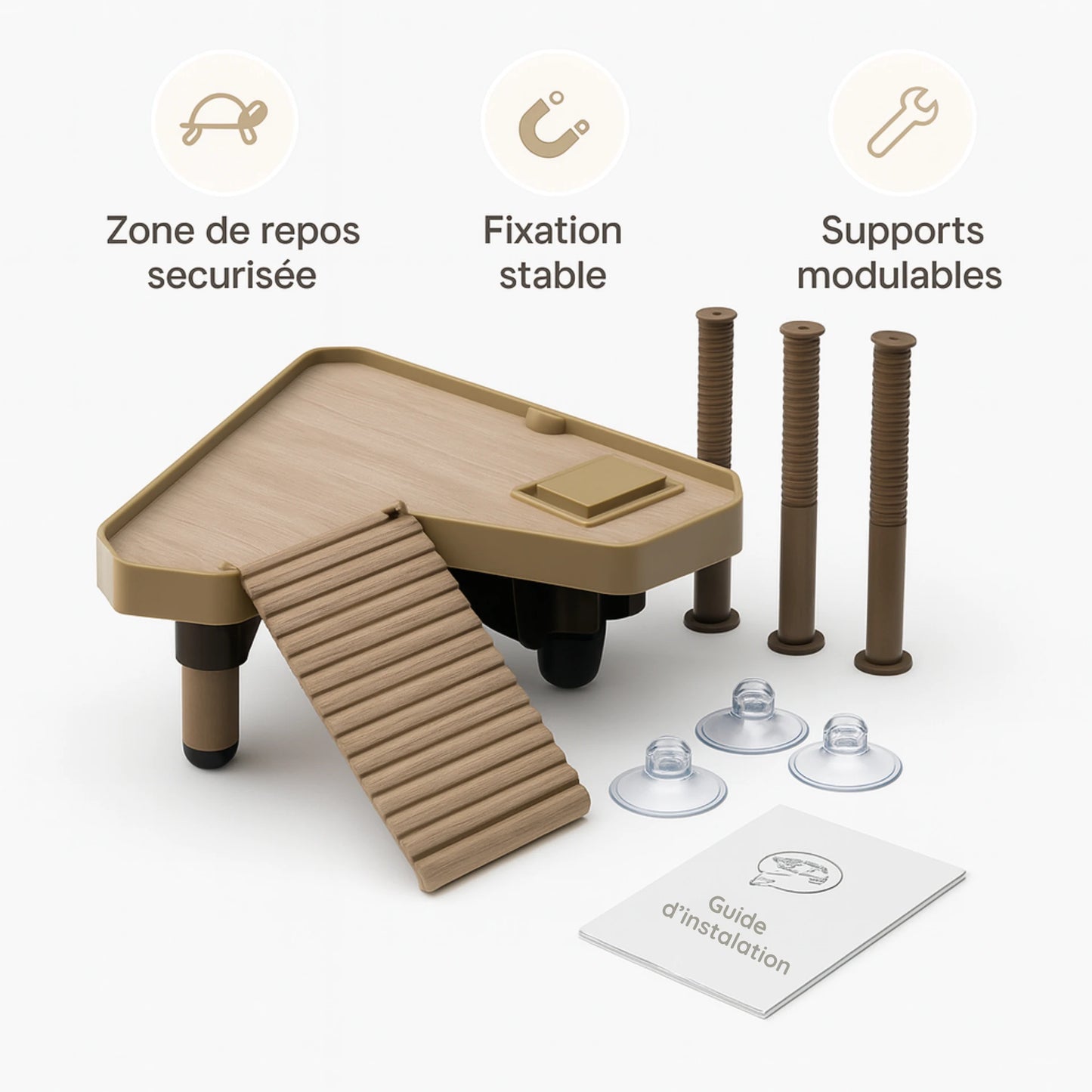 Plateforme pour Tortue – Rampe et Zone de Repos pour Terrarium 