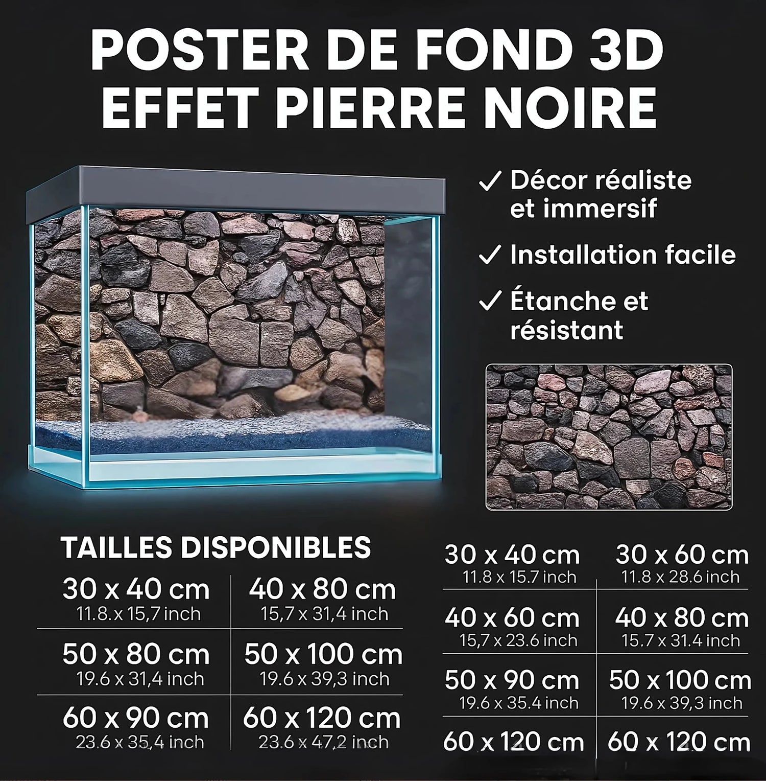 Poster de Fond pour Terrarium - Style roche 3D 