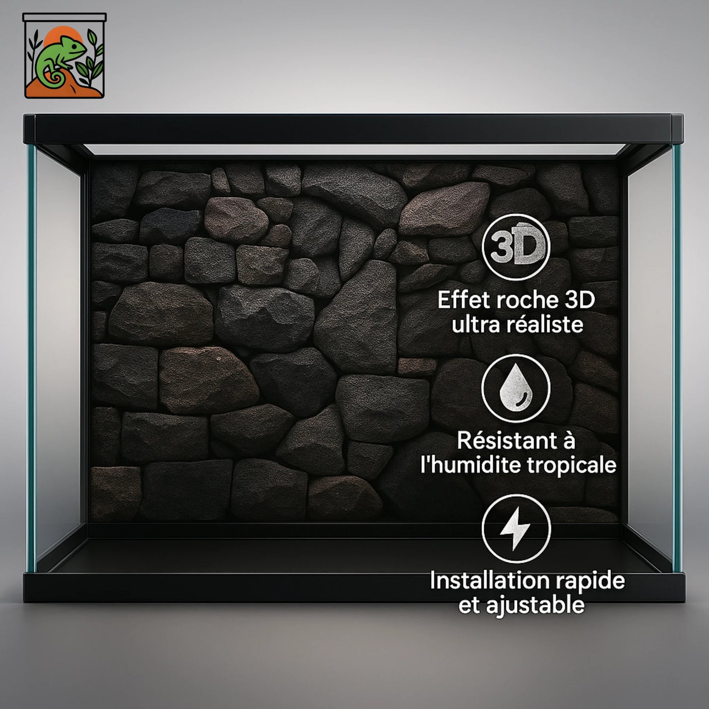 Poster de Fond pour Terrarium - Style roche 3D 