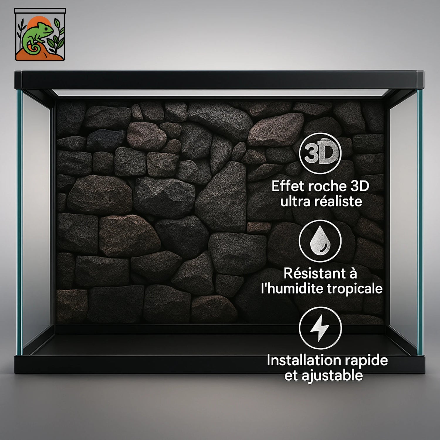 Poster de Fond pour Terrarium - Style roche 3D 