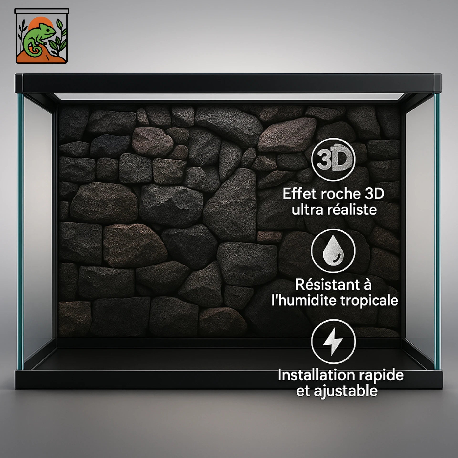 Poster de Fond pour Terrarium - Style roche 3D 