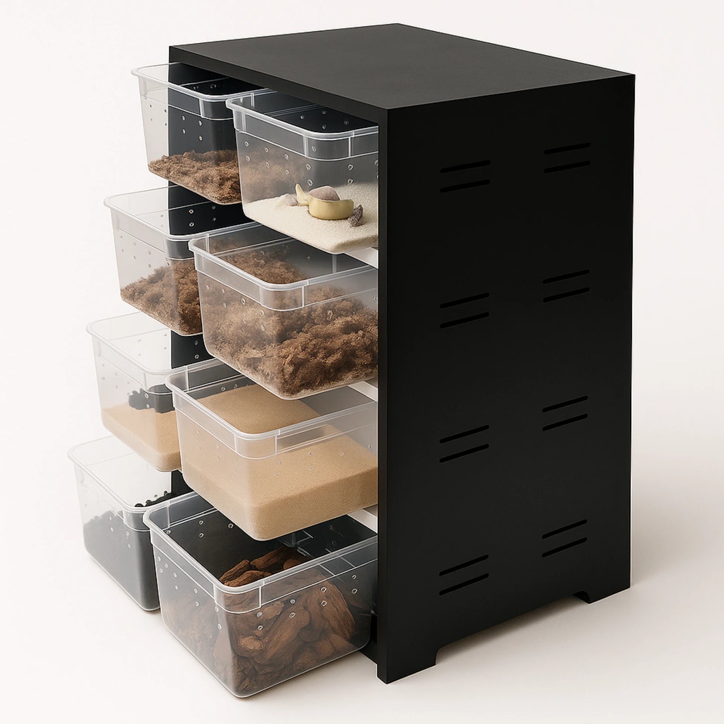 Terrarium Vertical à 4 Tiroirs avec Chauffage et Hygromètre 