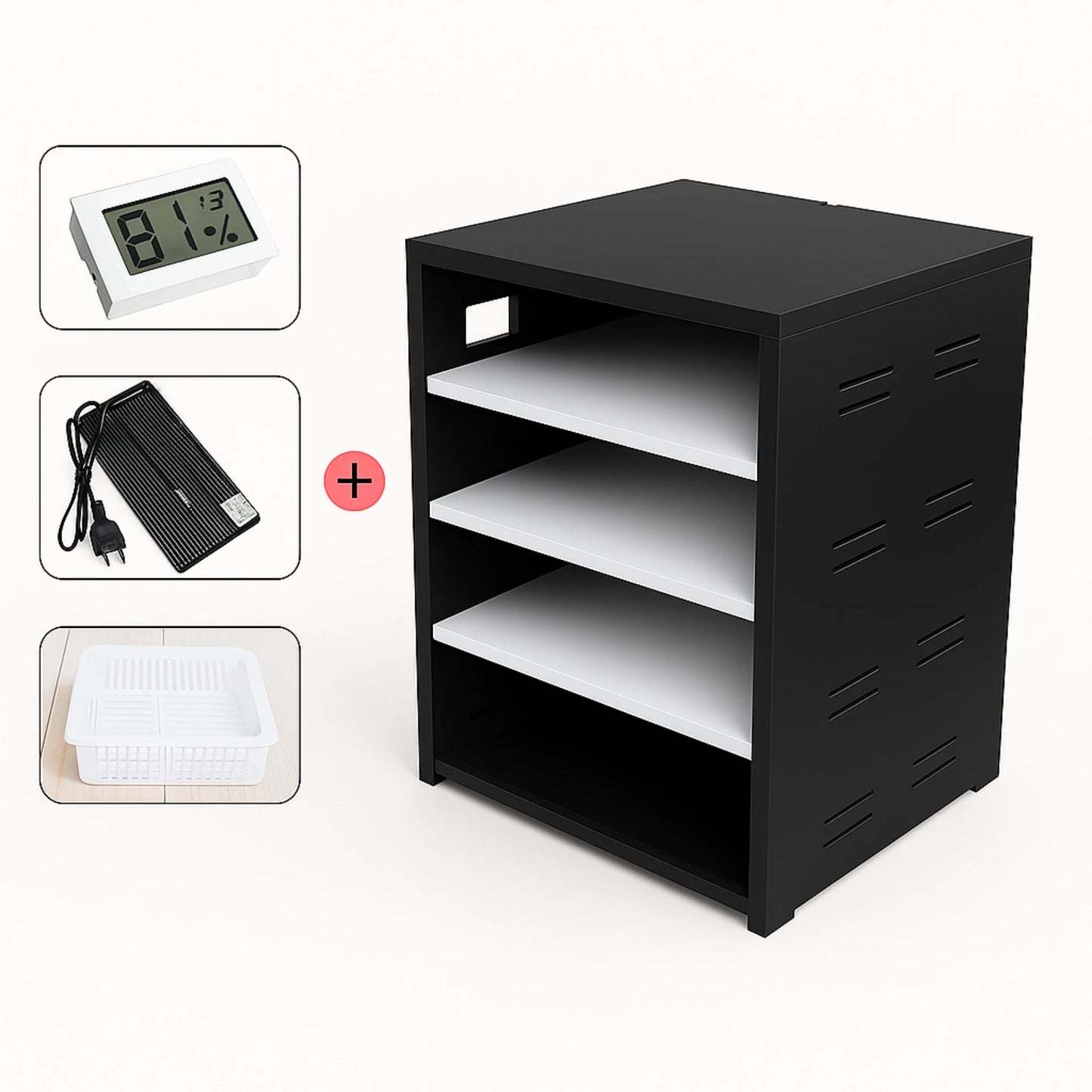 Terrarium Vertical à 4 Tiroirs avec Chauffage et Hygromètre 