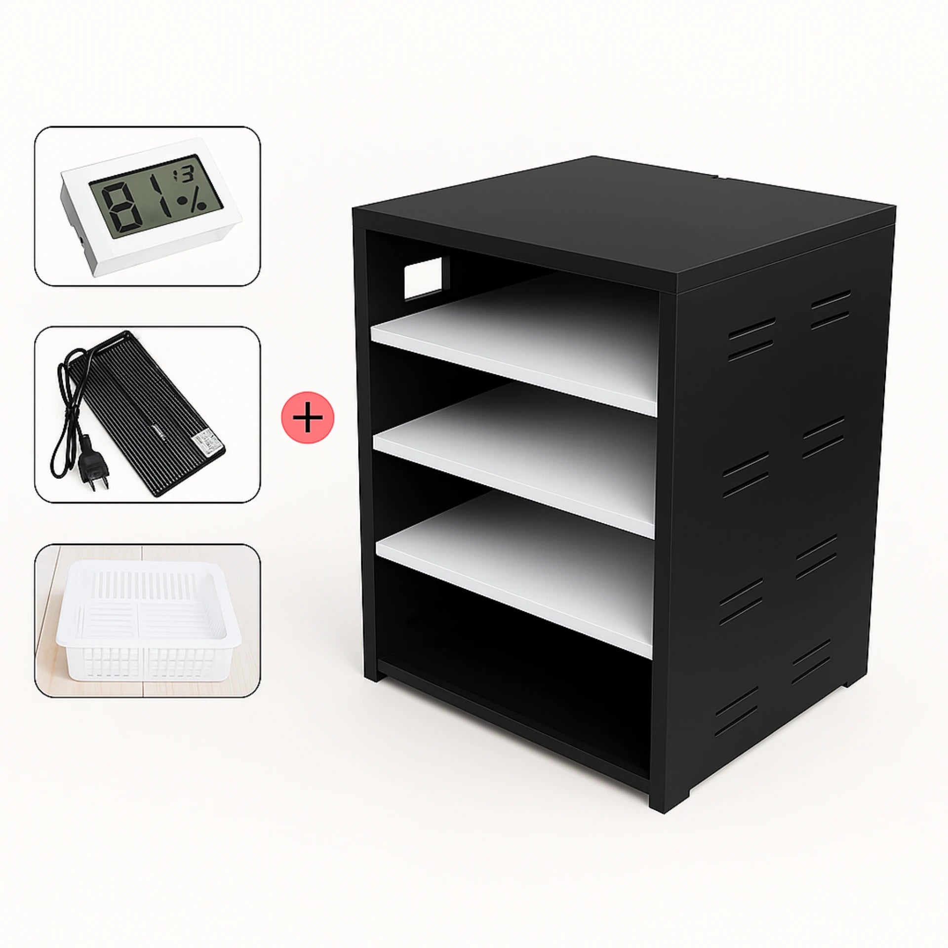 Terrarium Vertical à 4 Tiroirs avec Chauffage et Hygromètre 