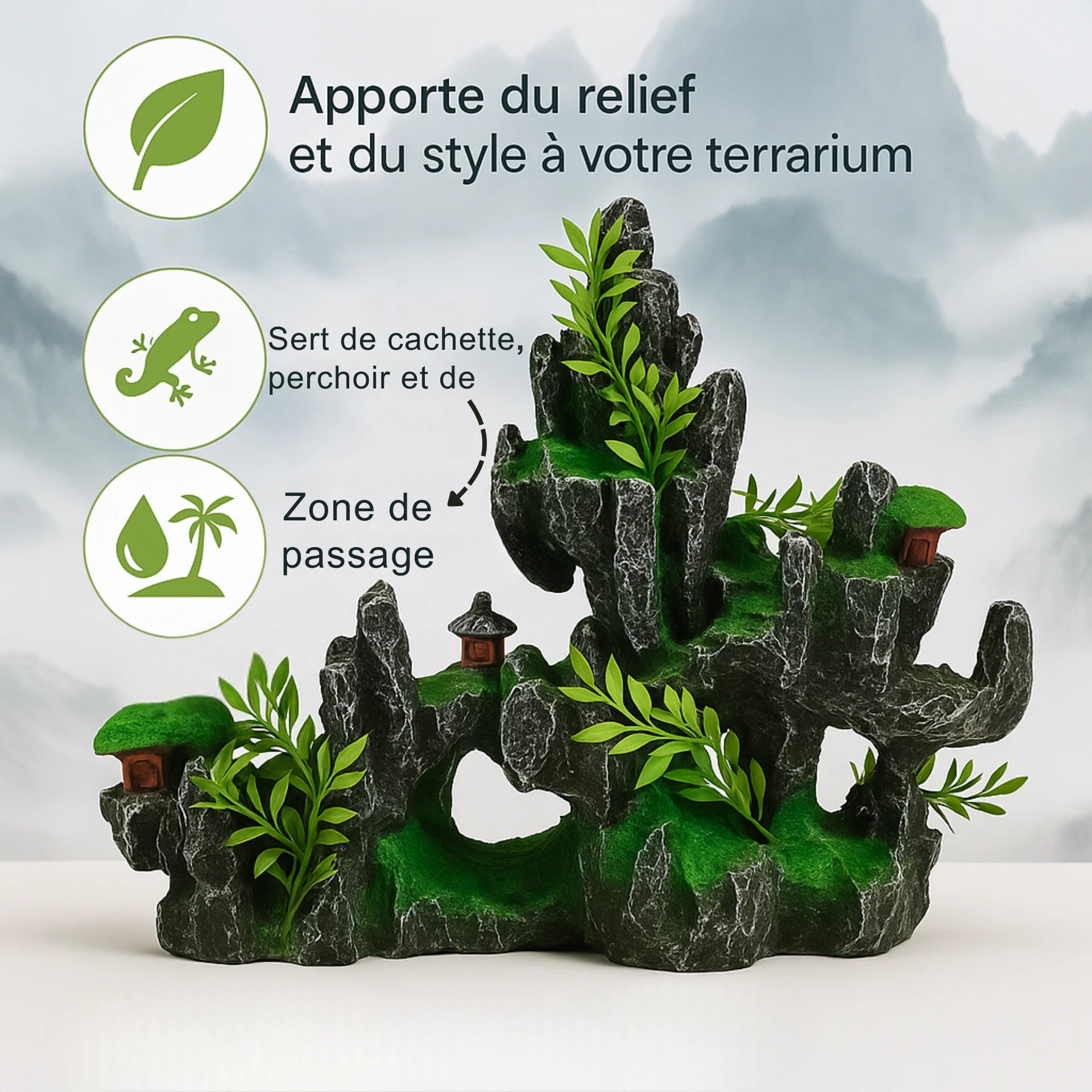 Rocher Suspendu en Résine pour Terrarium – Décor Montagneux 