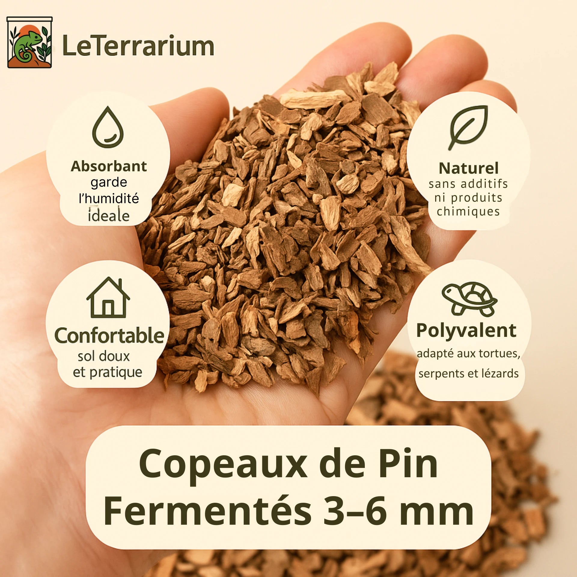 Substrat Naturel en Copeaux de Bois de Pin pour Terrarium 
