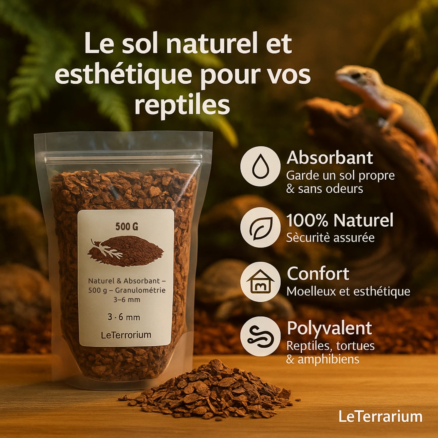 Substrat Naturel en Copeaux de Bois de Pin pour Terrarium 