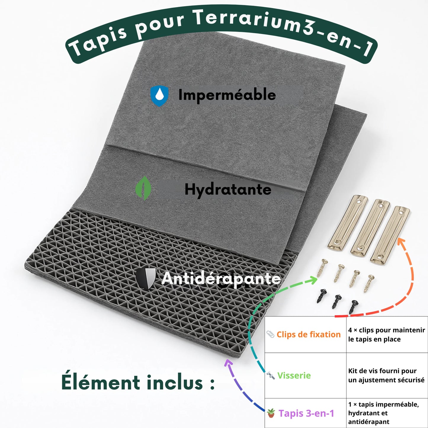 Tapis de sol 3-en-1 pour Terrarium 