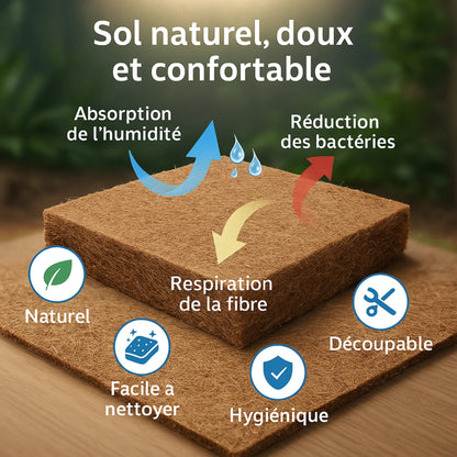 Tapis de fibres de coco pour terrarium – Sol naturel et absorbant 