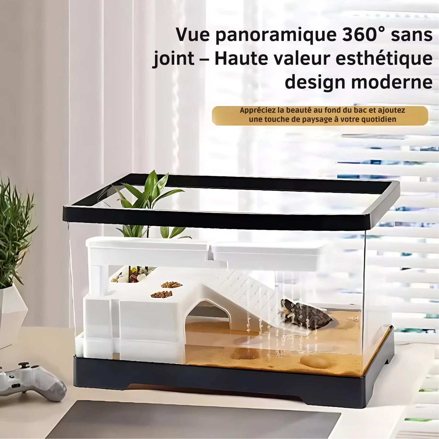 Terrarium Acrylique Tortue – Avec Rampe et Drainage Intégré 