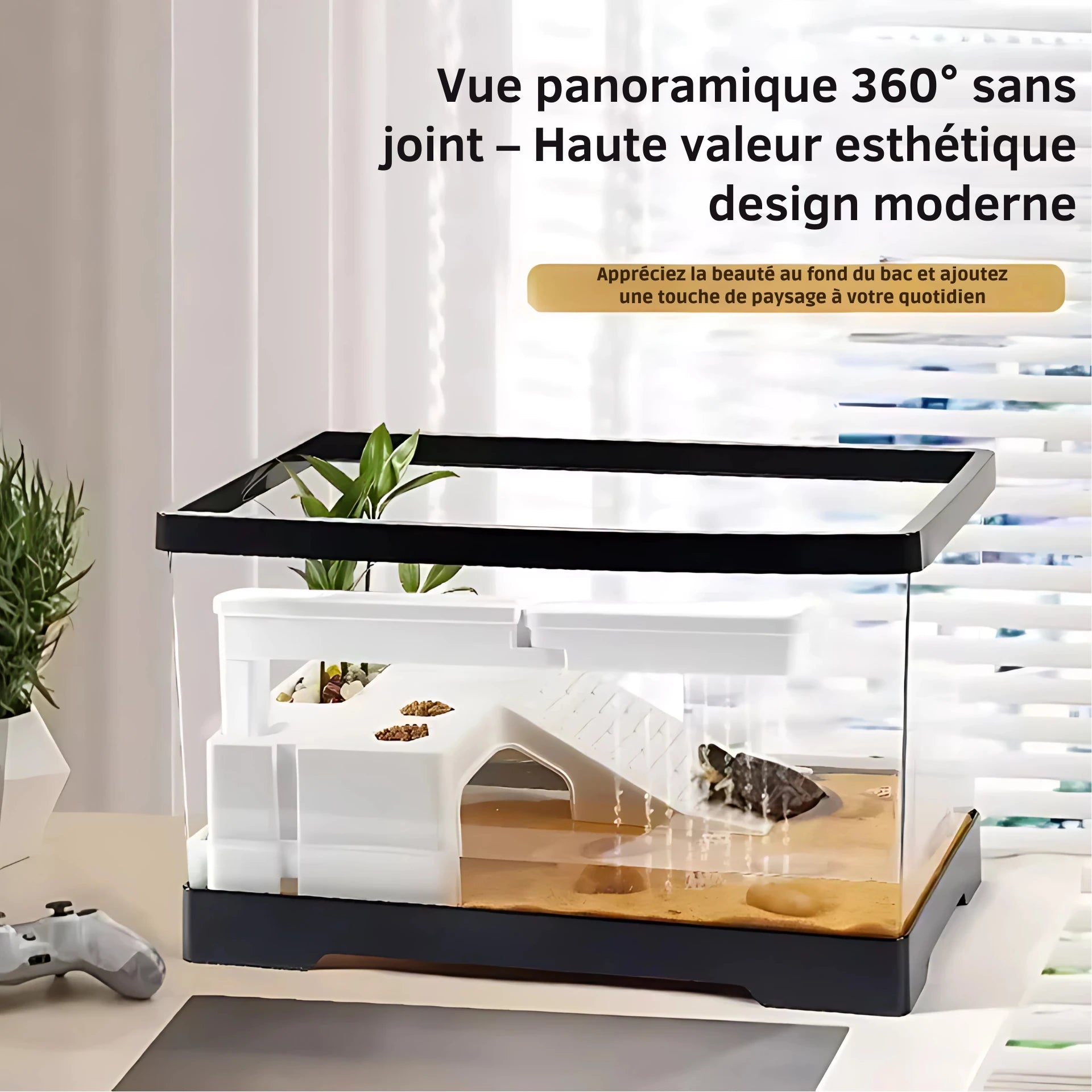 Terrarium Acrylique Tortue – Avec Rampe et Drainage Intégré 