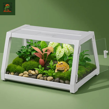 Terrarium de Cages pour Reptiles, habititat ventilé anti-fuite, parc d'alimentation Portable pour tortue, araignée, serpent, grenouilles 