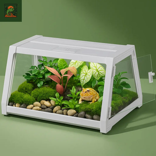 Terrarium de Cages pour Reptiles, habititat ventilé anti-fuite, parc d'alimentation Portable pour tortue, araignée, serpent, grenouilles 
