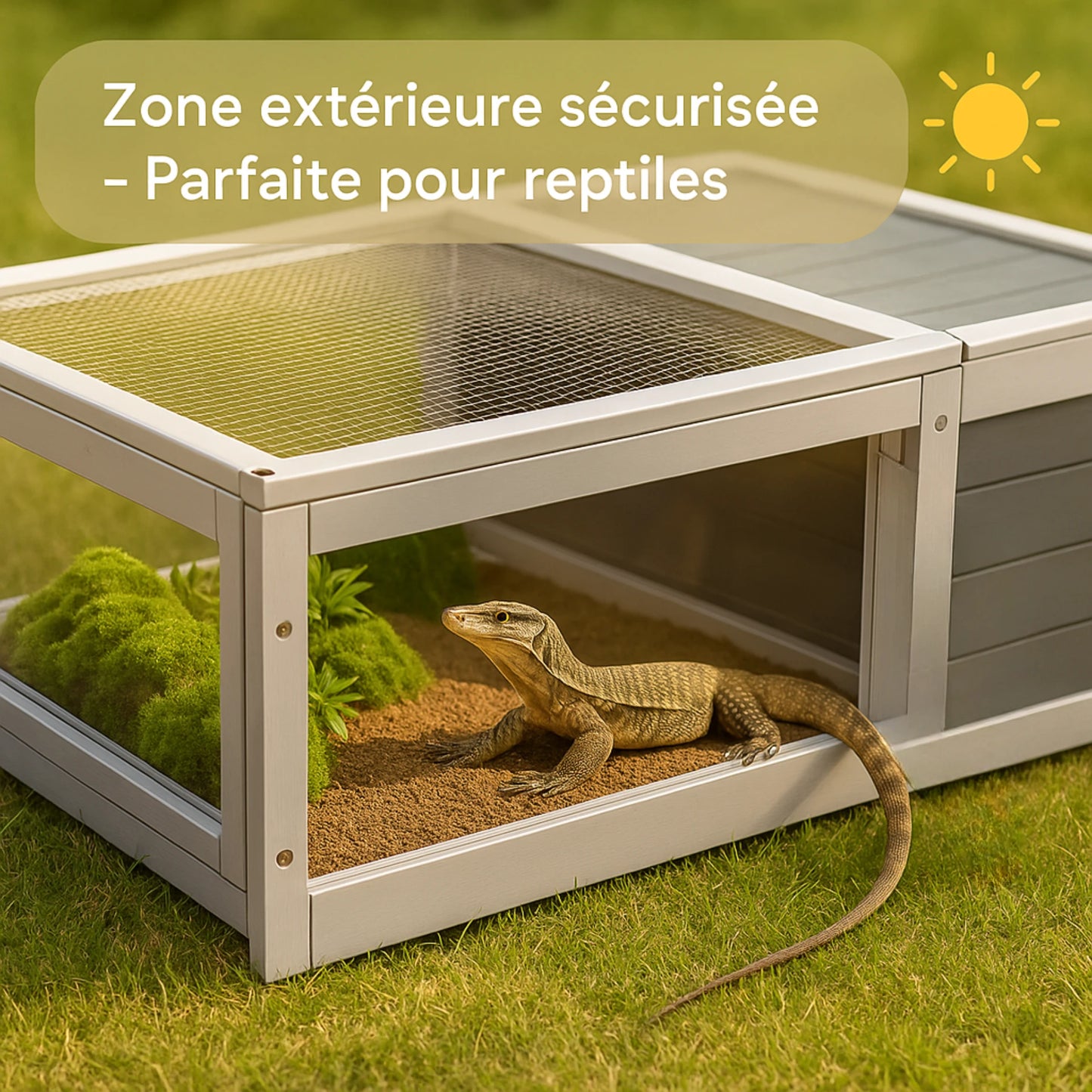 Terrarium Enclos en Bois, Sécurisé et Élégant pour Tortue 