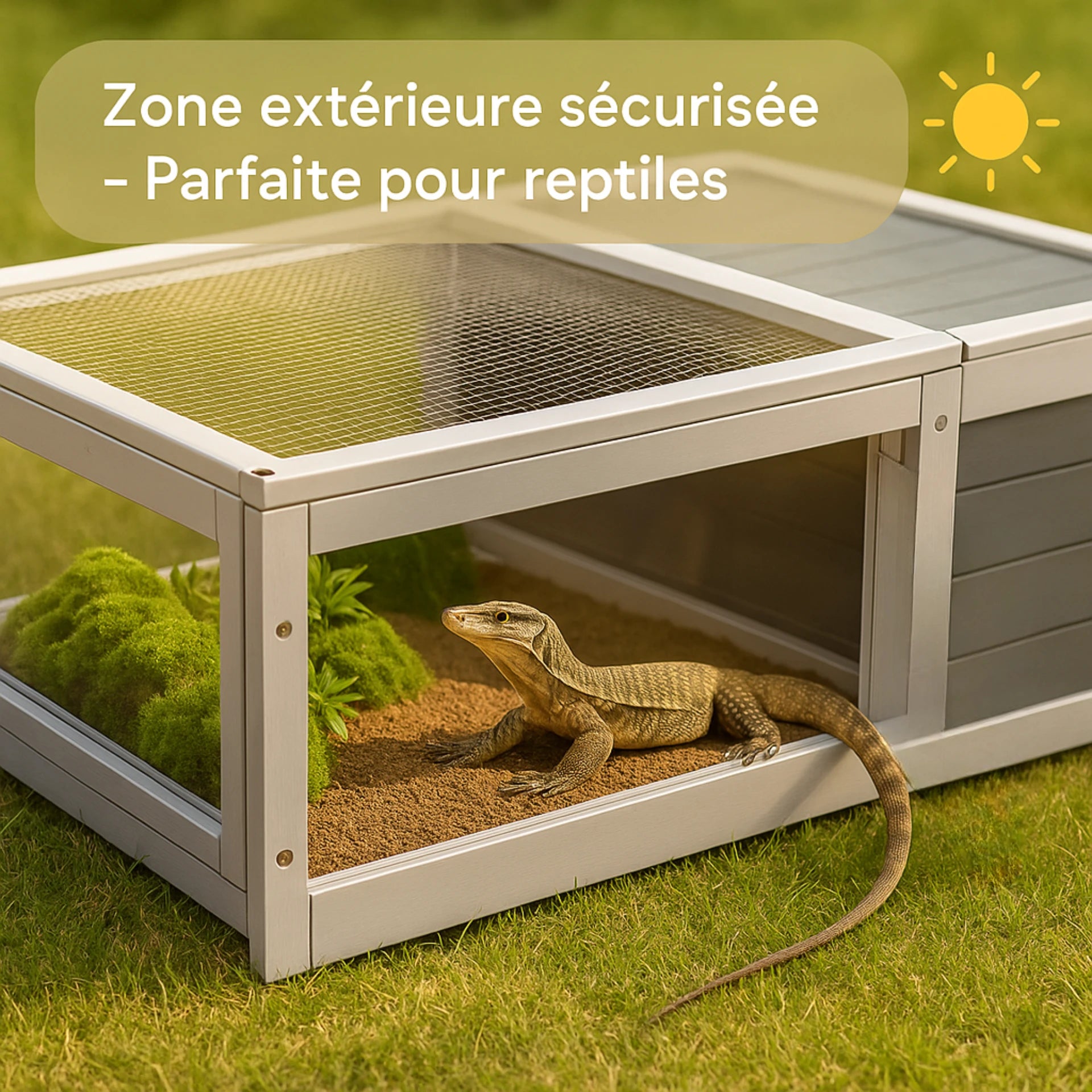 Terrarium Enclos en Bois, Sécurisé et Élégant pour Tortue 