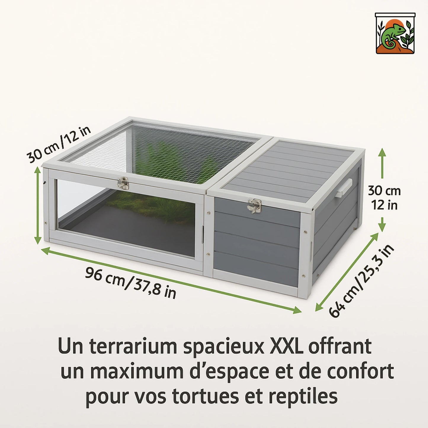 Terrarium Enclos en Bois, Sécurisé et Élégant pour Tortue 