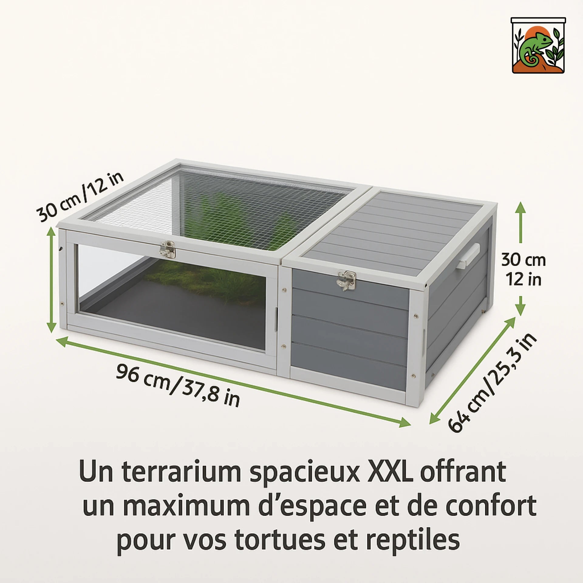 Terrarium Enclos en Bois, Sécurisé et Élégant pour Tortue 