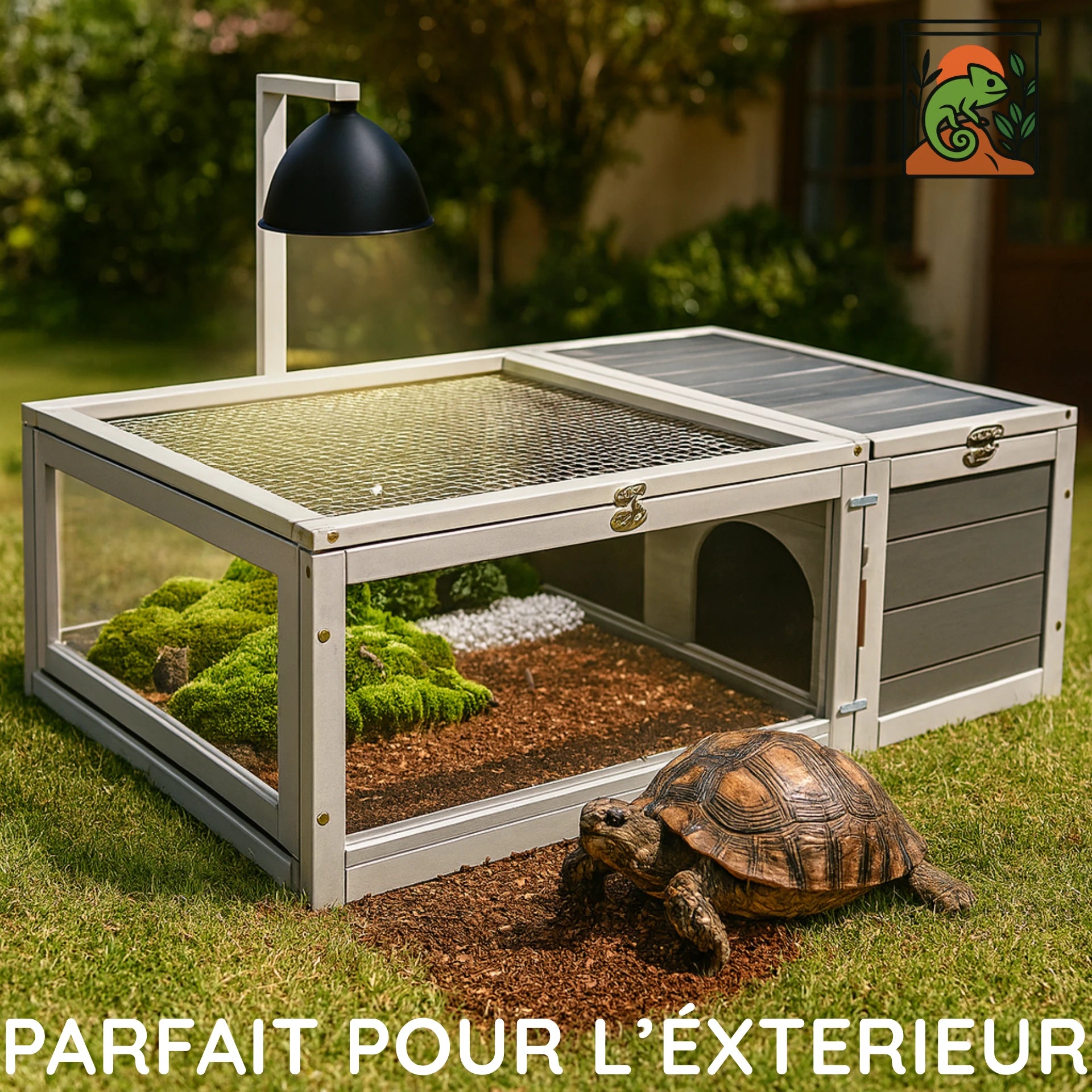 Terrarium Enclos en Bois, Sécurisé et Élégant pour Tortue 