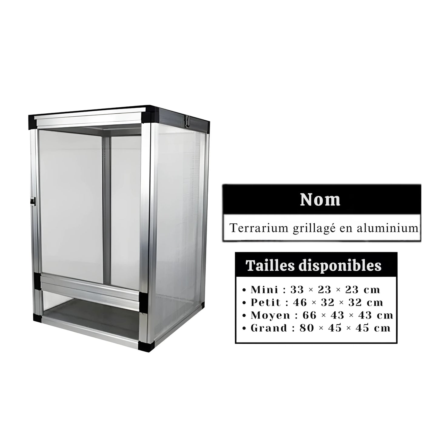 Terrarium Grillagé en Aluminium pour Reptiles 