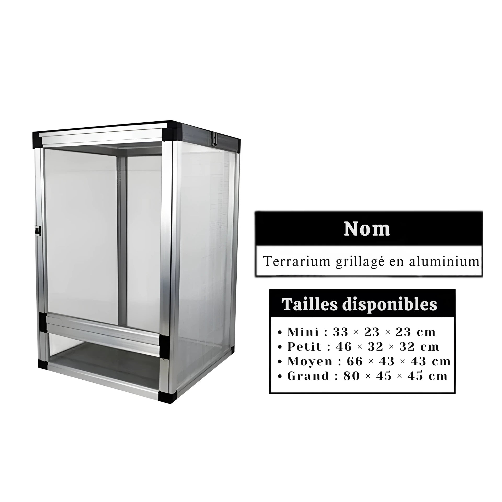 Terrarium Grillagé en Aluminium pour Reptiles 