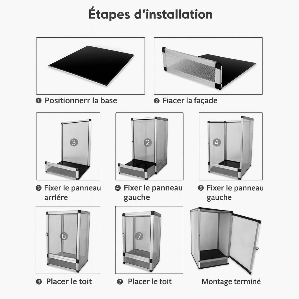 Terrarium Grillagé en Aluminium pour Reptiles 