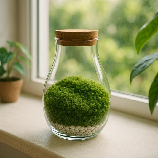 Terrarium Plante en Verre Fermé – Vase Goutte d’Eau avec Liège 