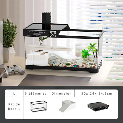 Terrarium Vivarium pour Tortues – Bac Moderne avec Plateforme 