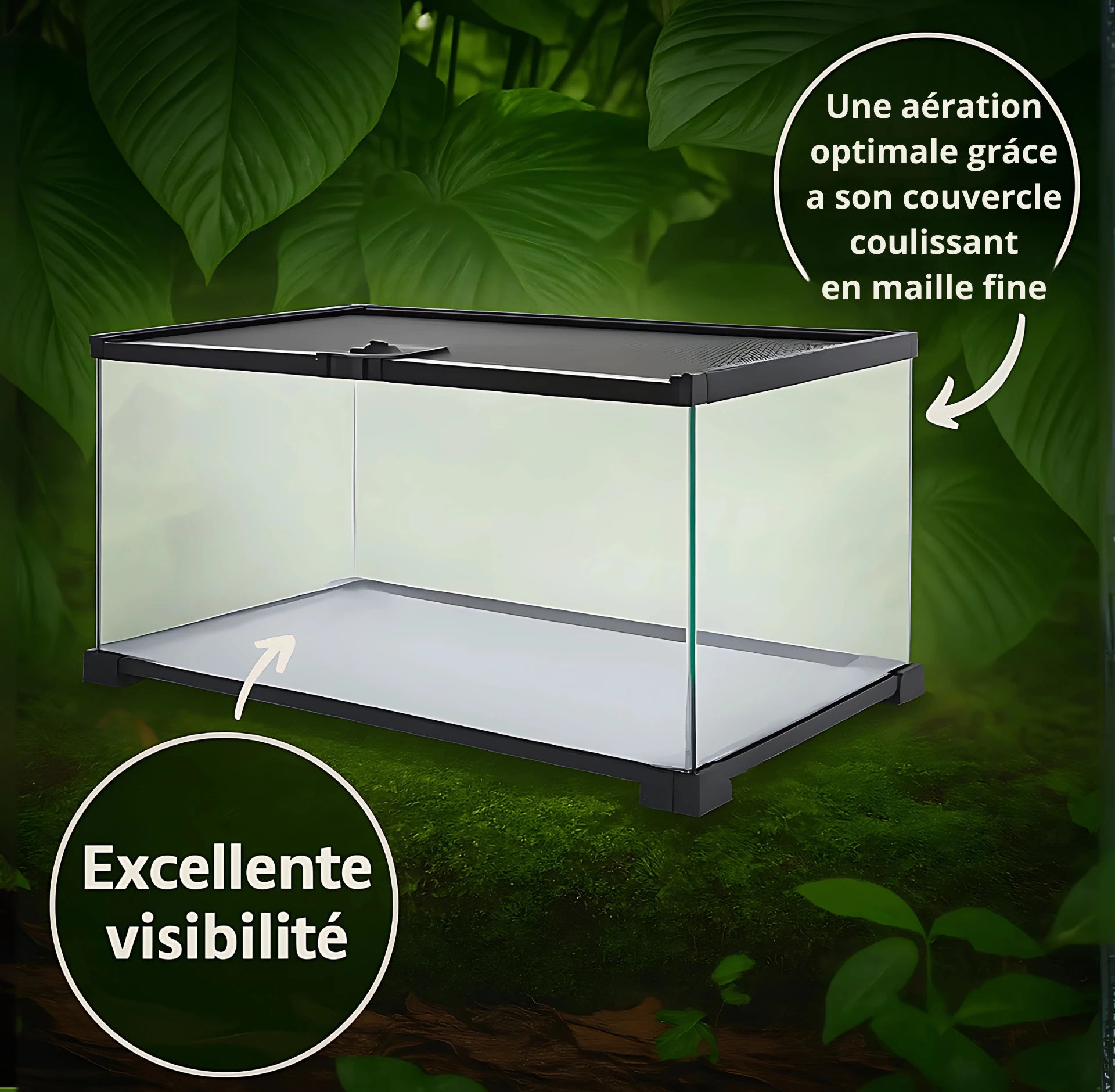 Terrarium avec Couvercle Coulissant (50 × 25 × 30 cm) 