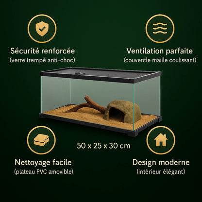 Terrarium avec Couvercle Coulissant (50 × 25 × 30 cm) 