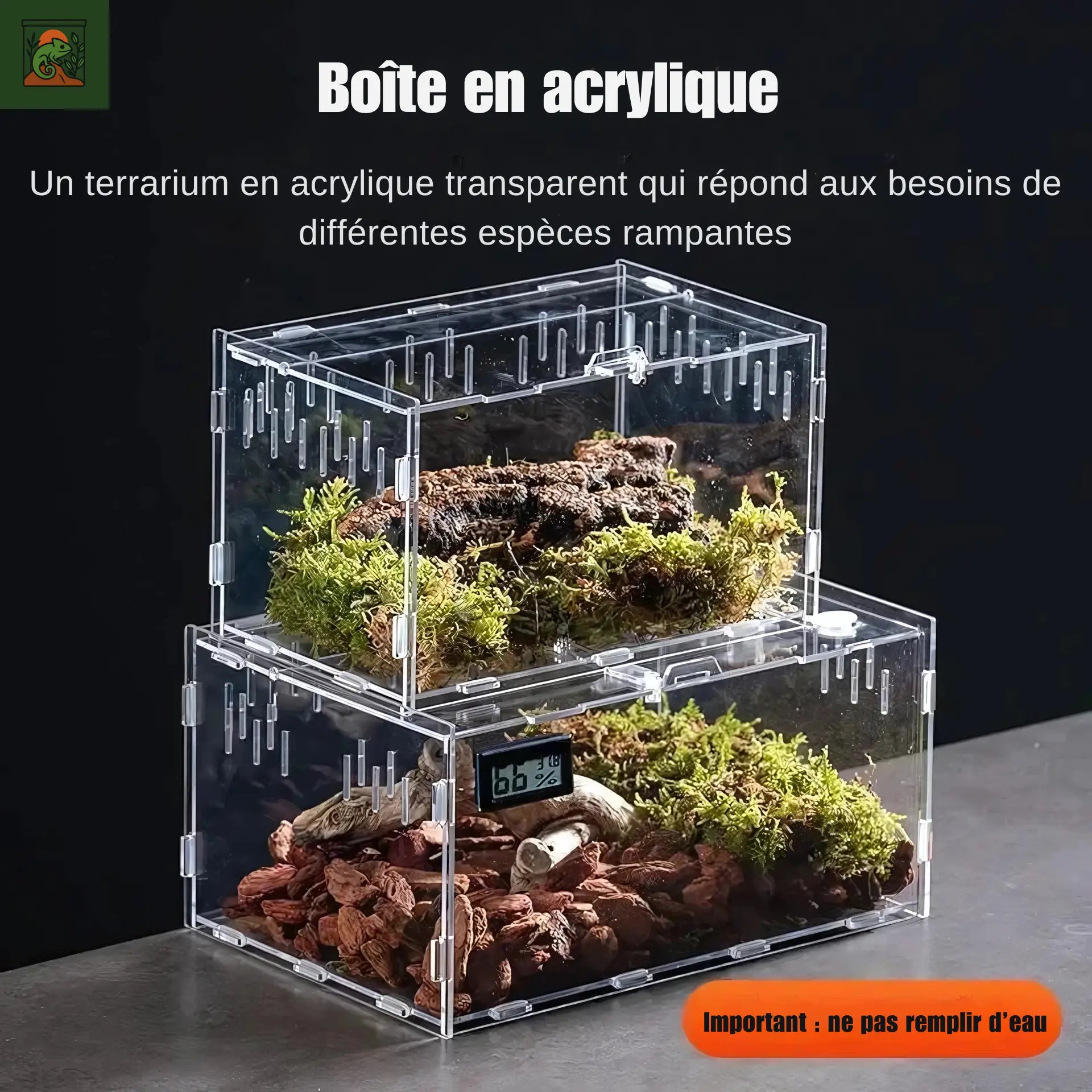 Terrarium en Acrylique Transparent – Mini Habitat pour Reptiles 