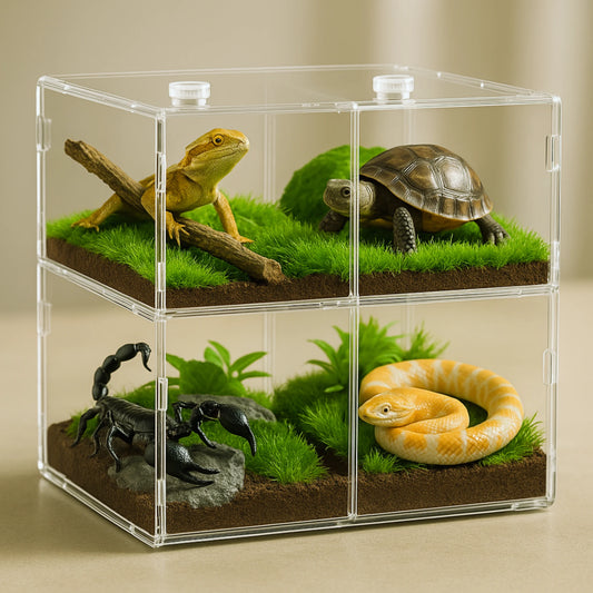 Terrarium en Acrylique Transparent à 4 Compartiments 